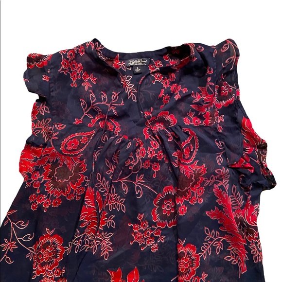 Lucky brand flowy chiffon sheer floral boho blouse size S - Picture 6 of 10
